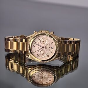 Michael Kors Blair MK5263 women’s chronograph watch in gold-tone with rose gold